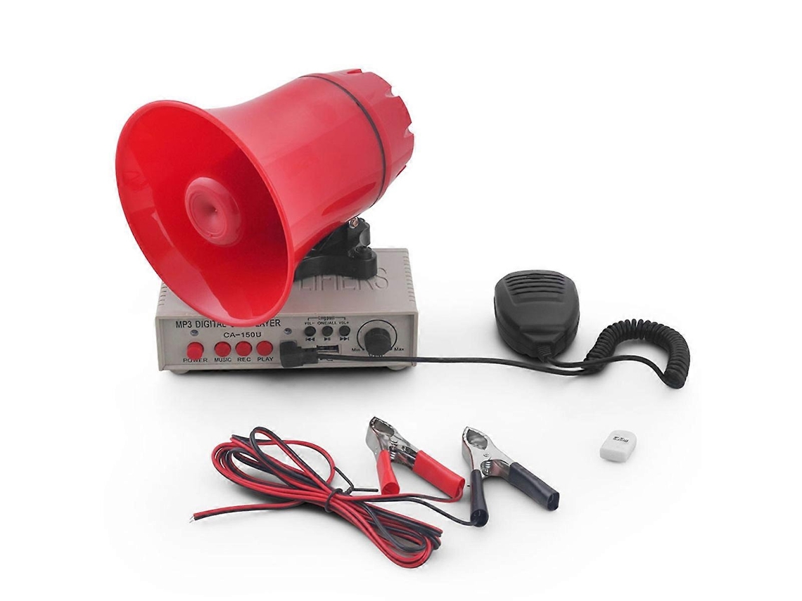 Alarme Automotivo com Sirene Policial, Amplificador, Sistema de Microfone e Leitor de Cartão/mp3 Player AQUAFORGE
