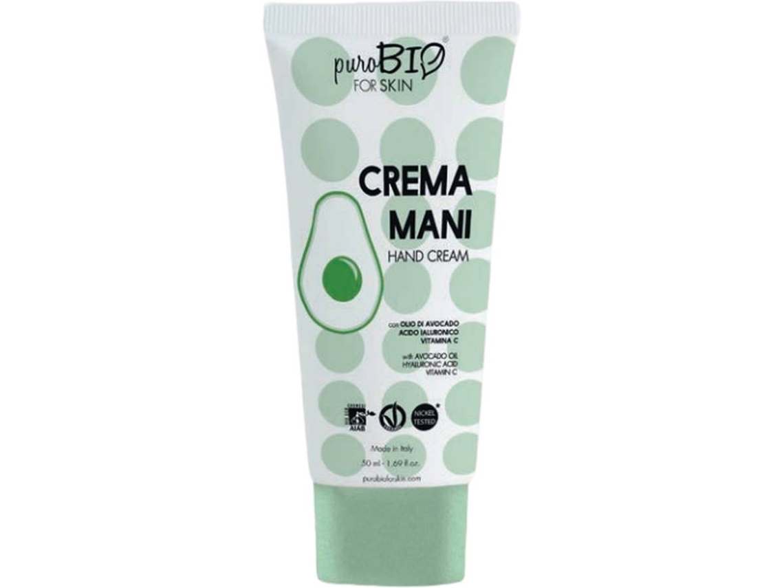 Creme de Mãos PUROBIO óleo de abacate, ácido hialurônico e vitamina C (30 ml)