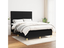 Vidaxl Cama Com Molas/colchão 140x200 Cm Tecido Preto