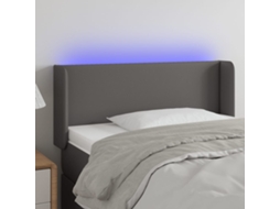 Cabeceira | Painel De Cama Cama C/ Led 103x16x78/88 Cm Couro Artificial Cinzento