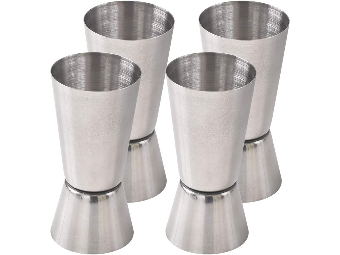 Conjunto De 4 Dosadores De Coquetel, 15 E 30 Ml, Em Aço Inoxidável.