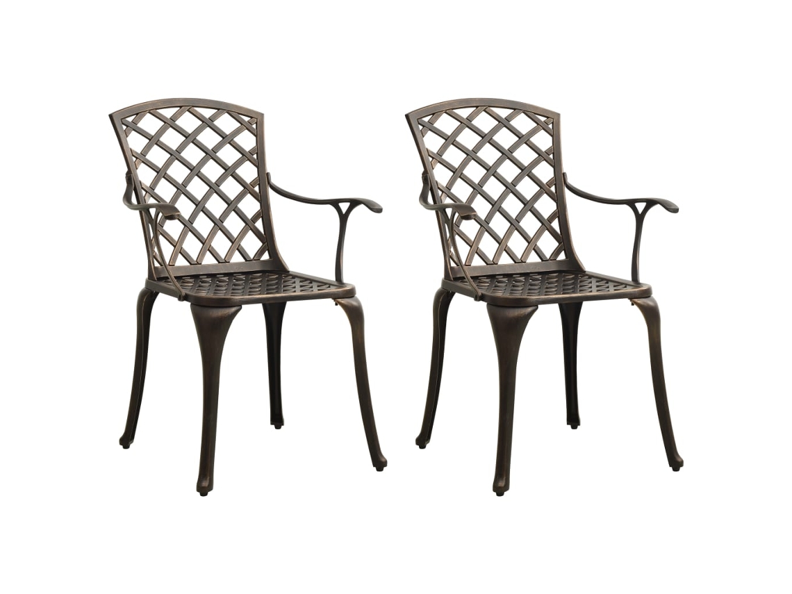 Vidaxl Cadeiras De Jardim 2 Pcs Alumínio Fundido Bronze