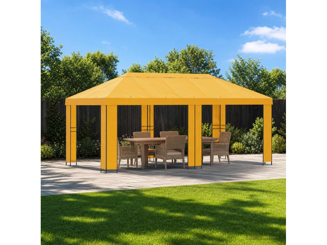 Vidaxl Gazebo De Jardim 6 X 3 M Amarelo Poliéster E Aço 190 Gsm