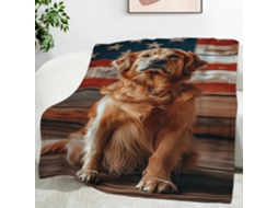Manta com Estampa da Bandeira de Golden Retriever 130x150 Cm Multifuncional Macia e Aconchegante em Flanela Id