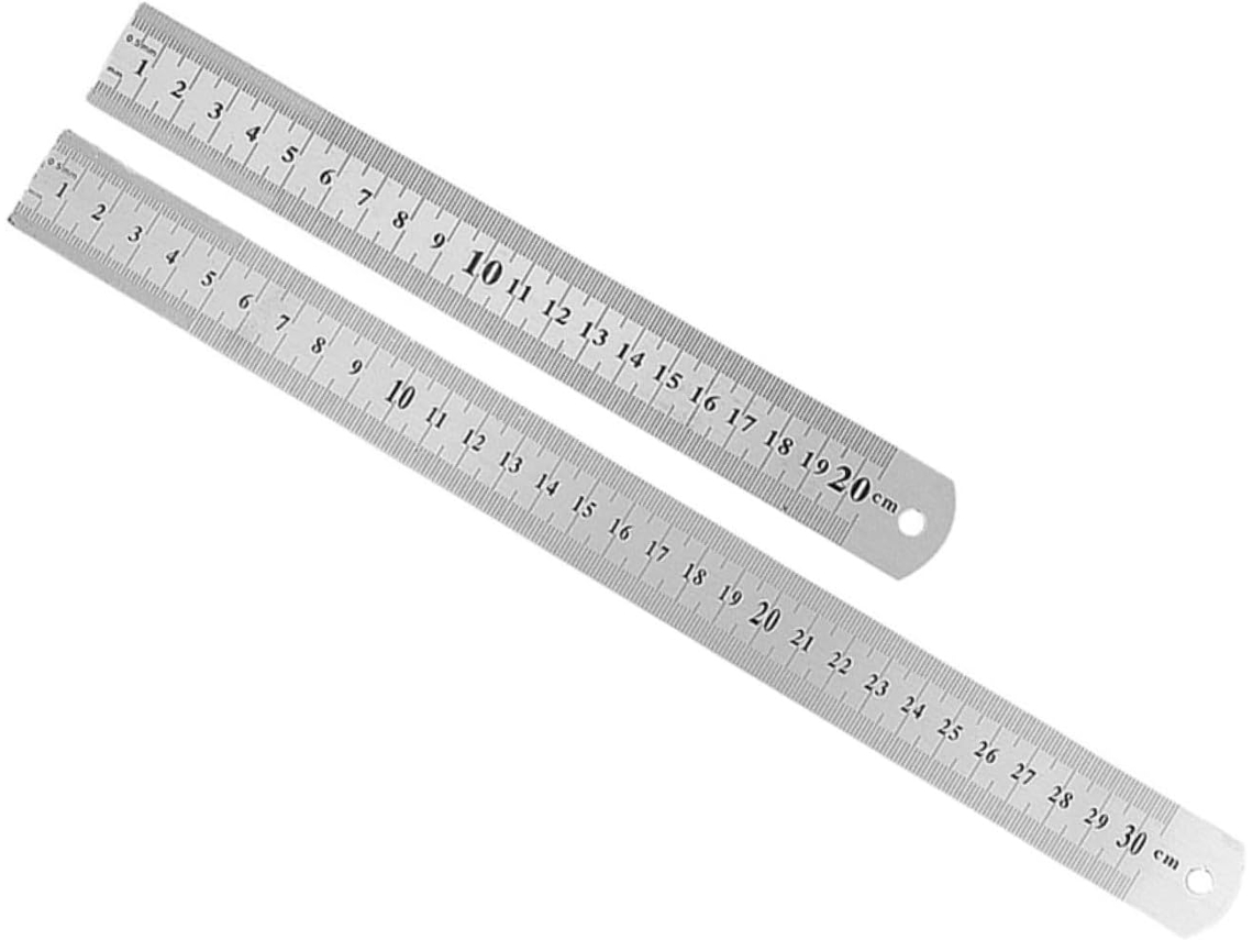 Réguas Retas De Aço Inoxidável, Conjunto De 2 Peças, Escala Gravada Em Ambos Os Lados Para Marcenaria E Desenho