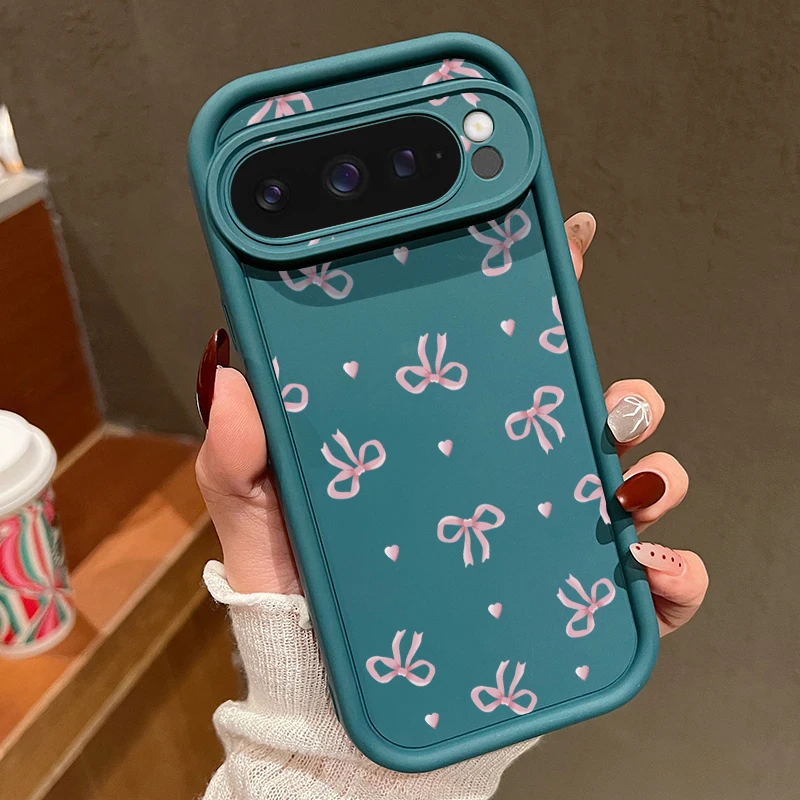 (azul) Capa De Celular Em Tpu Com Estampa De Laço Rosa Para Google Pixel 9 Pro