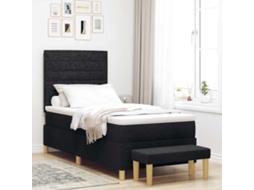 Vidaxl Cama Box Com Cabeceira Preto 200 X 90 Cm Tecido