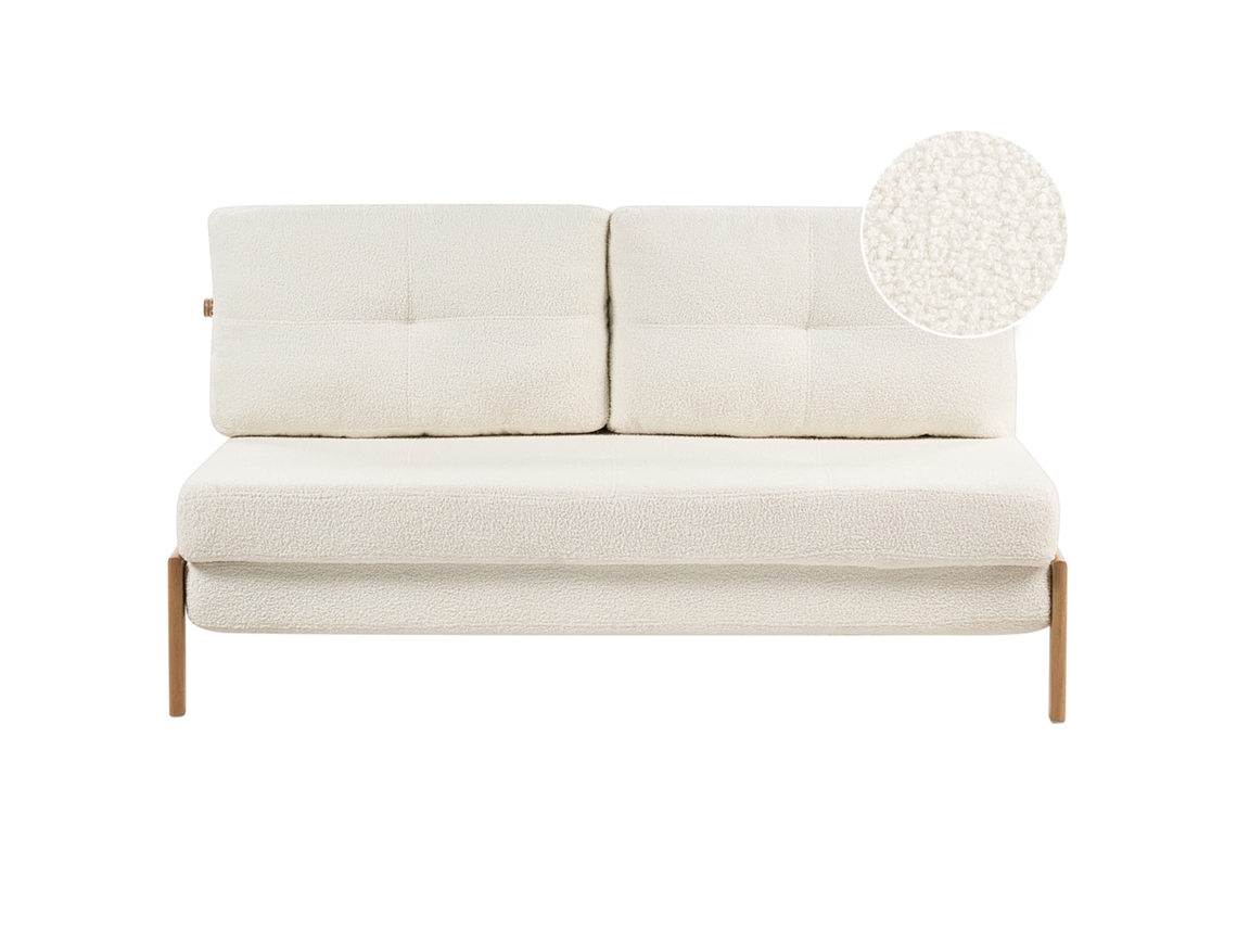Sofá Cama Beliani Edland De Bouclé Blanco 152x94x76
