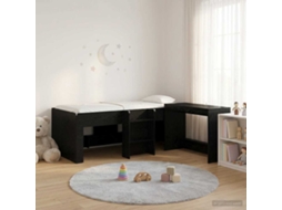 Vidaxl Cama Alta Para Crianças Com Mesa 2 Unid. Carvalho Preto