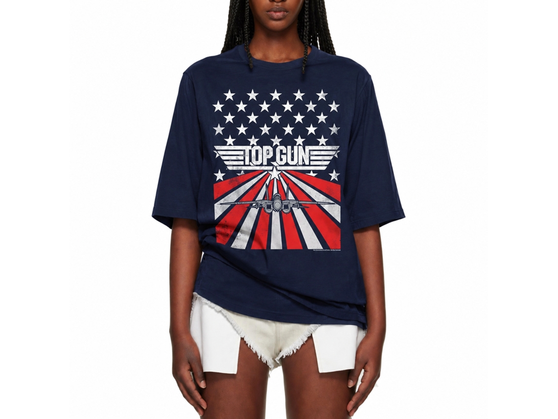 Rockinstone Top Gun Movie Stars And Stripes Navy Adult T-shirt Size:xl