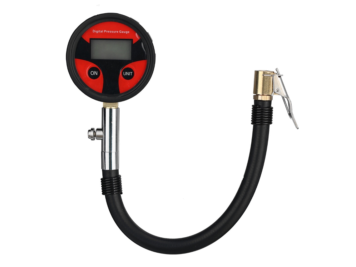 Manômetro digital multifuncional para pneus com clipe rápido, 200 psi, para carros e caminhões.