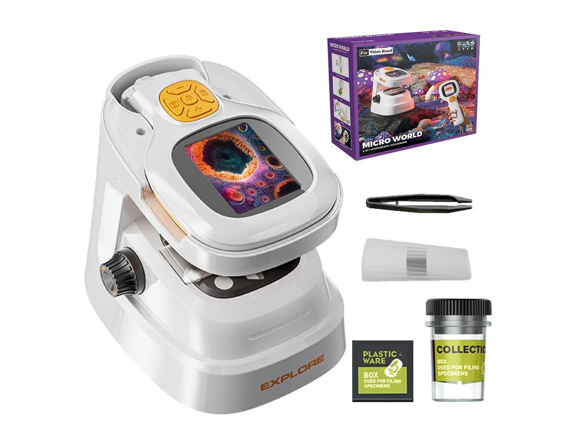 Microscópio Digital Com Ecrã De 2 Polegadas, Ampliação De 1000x, Botões Físicos E Corpo Em Abs Para Uso Científico Branco Hexinyigjly