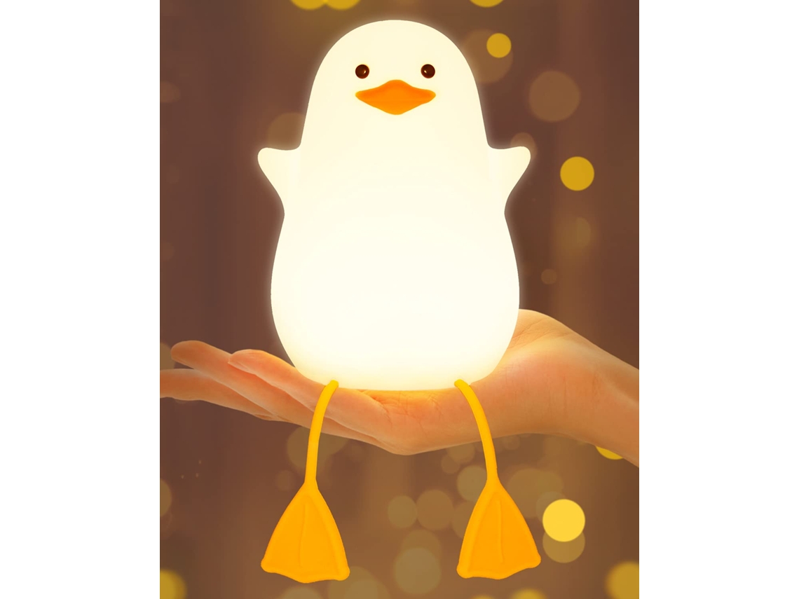 Abajur de Patinho Fofo, Luminária de Silicone Macia em Formato Pato, Luz Noturna Regulável para Quarto de Bebê BRILVIBERA