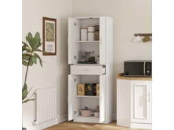Armário De Cozinha, Prateleiras Ajustáveis Em 3 Níveis, Placas Aglomerado, Mdf, Muito Espaço Armazenamento, Branco