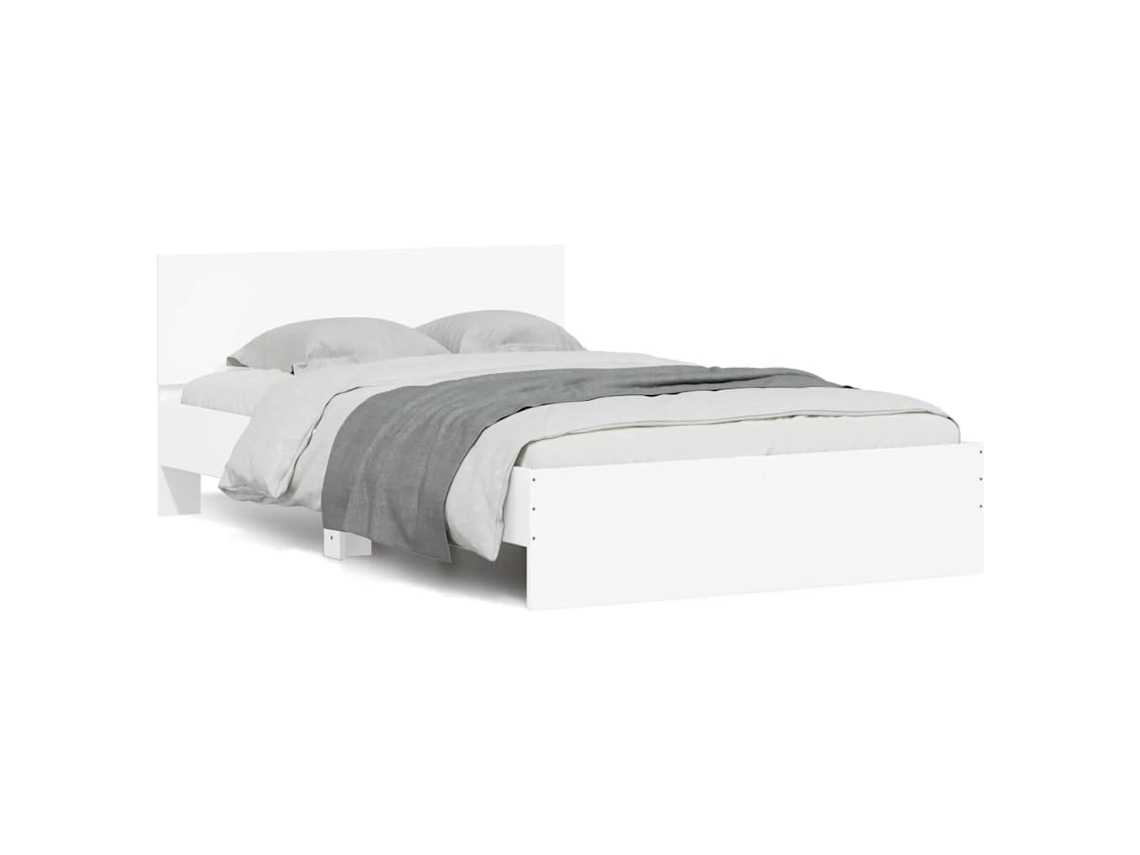 Vidaxl Estrutura De Cama Com Cabeceira E Luzes Led 120x190 Cm Branco