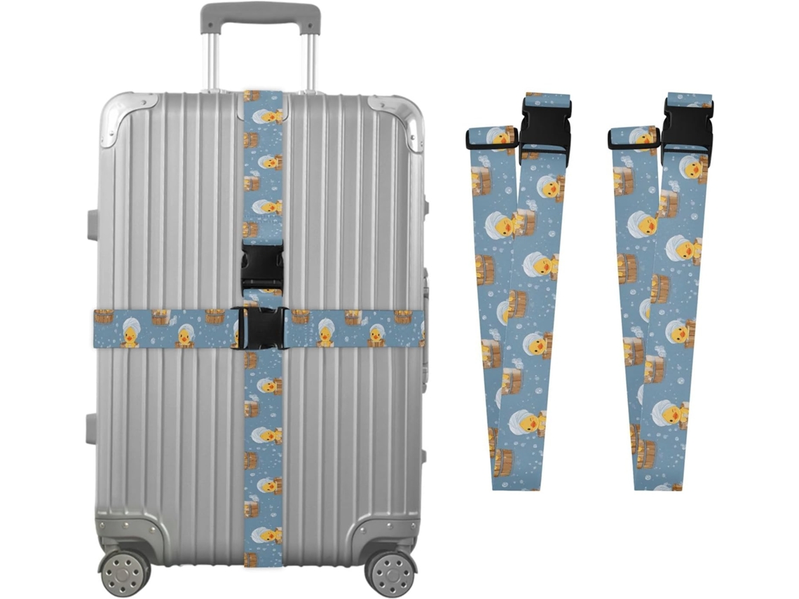 Conjunto De 2 Cintas Bagagem Personalizadas Com Fivelas, Estampa De Patinho Para Banho
