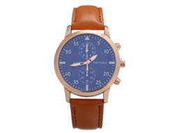 Relógio de Pulso Masculino de Quartzo com Pulseira de Couro Pu Estilo Conciso (café)