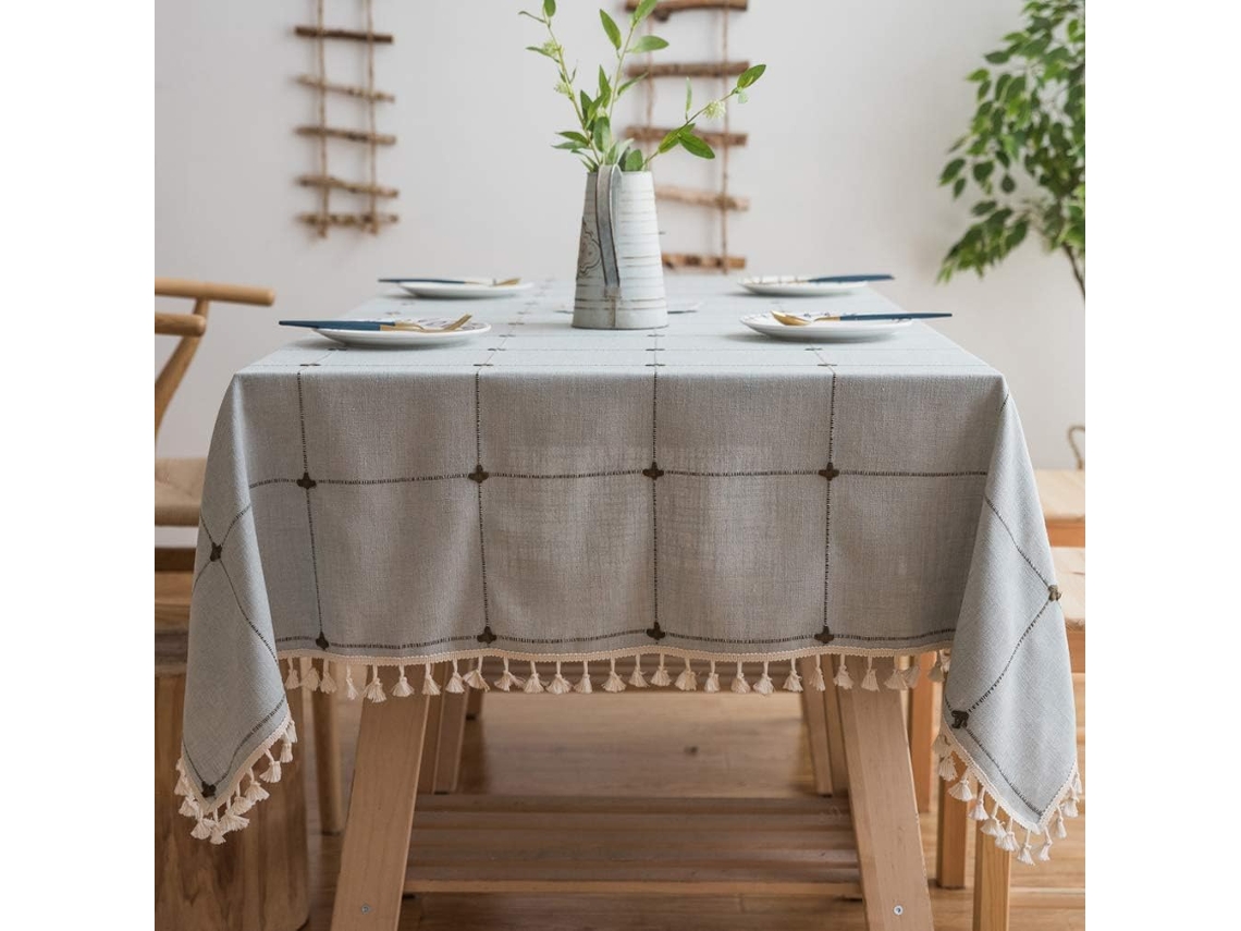 Toalha De Mesa Retangular De Algodão E Linho Com T