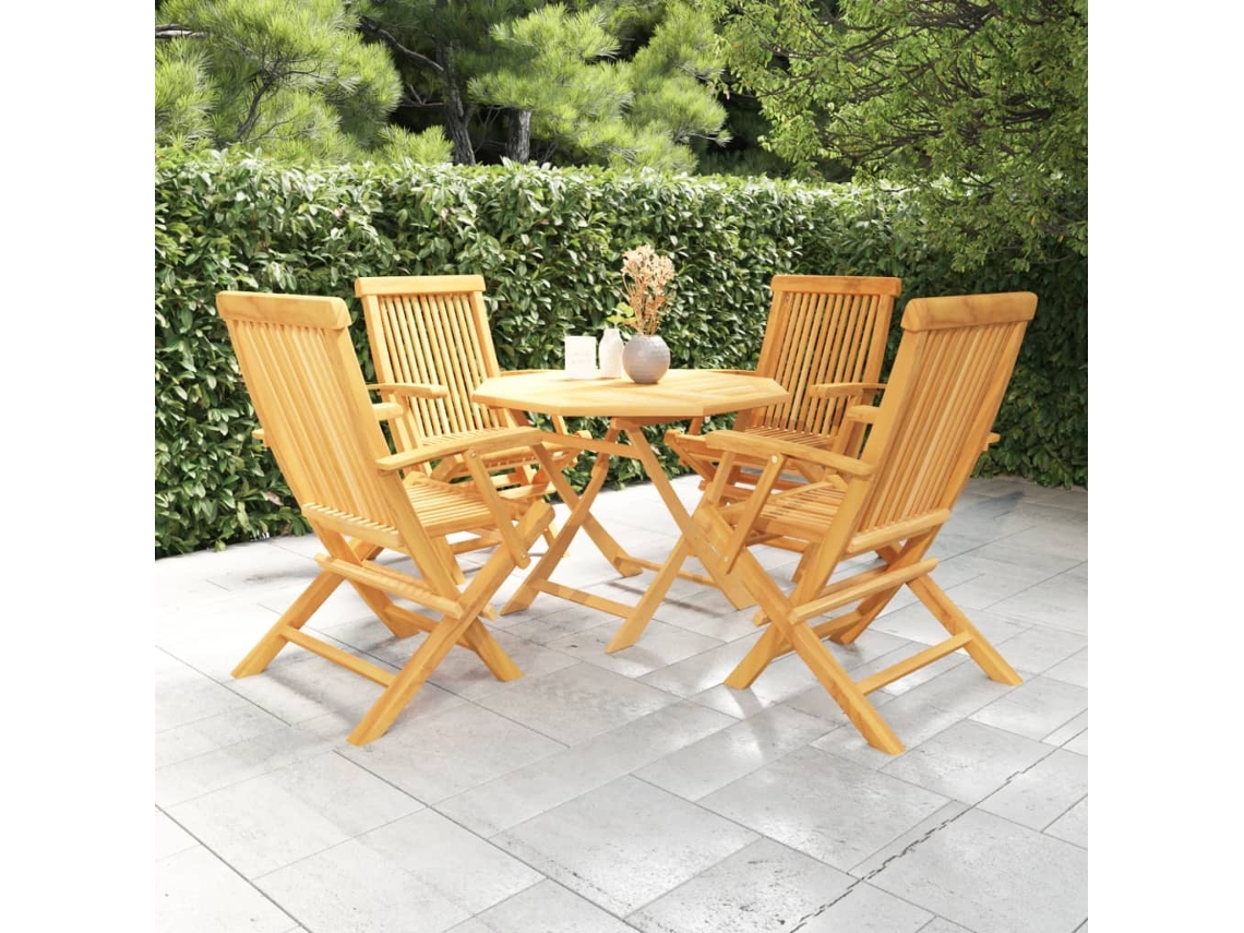Pcs Conjunto De Jantar Para Jardim Madeira De Teca Maciça Dkd Home Decor