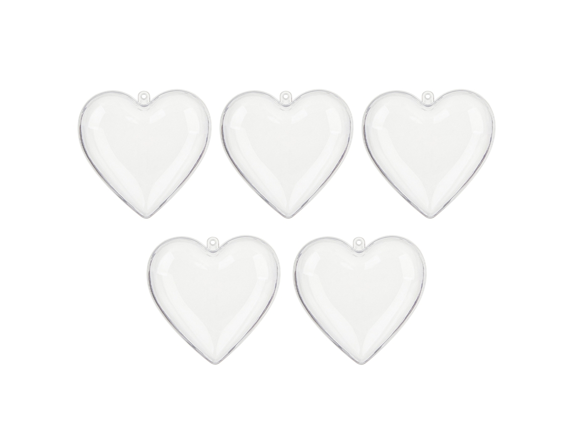 Laxiscreed Conjunto De 5 Bolas De Plástico Transparentes Em Forma De Coração Para Decoração De Natal
