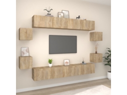 Vidaxl Conjunto Móveis De Tv 8 Pcs Madeira Processada Carvalho Sonoma