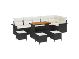 Conjunto 10 Sofá De Jardim Vidaxl Preto Vime Pe (110 X 55 X 71 Cm)
