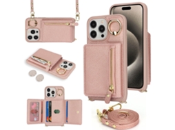 Suporte Casa Pega Ouro Para Iphone 14 Pro Pele Sintética Rosa