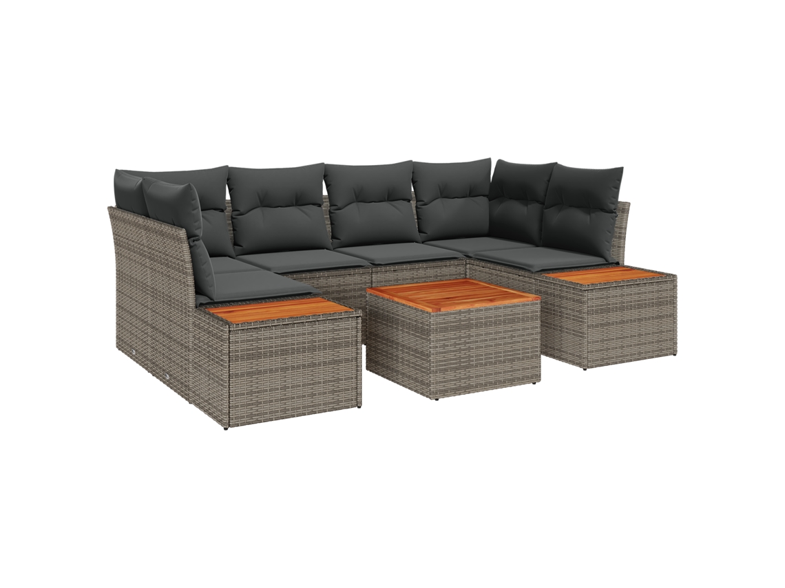 Conjunto 6 Conjunto De Sofá De Jardim Vidaxl Cinzento Vime Pe (55 X 55 X 37 Cm)
