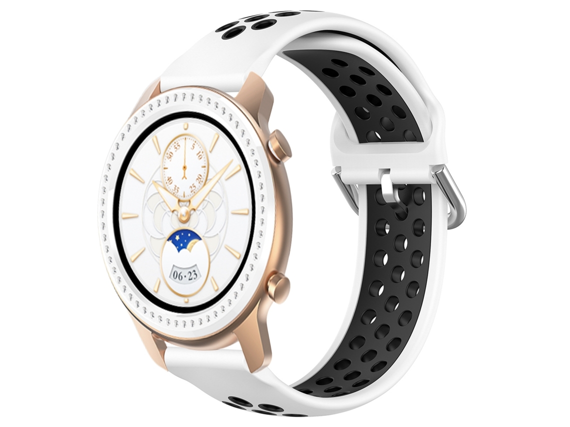 Bracelete de Smartwatch para Amazfit GTR 42MM 20mm desportiva respirável perfurada de silicone (branca + preta)