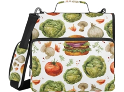 Pasta Organizadora Branca Legumes E Hambúrgueres Com Alça, Grande Capacidade, 3, 8cm 1, 5 Polegadas, 3 Argolas De
