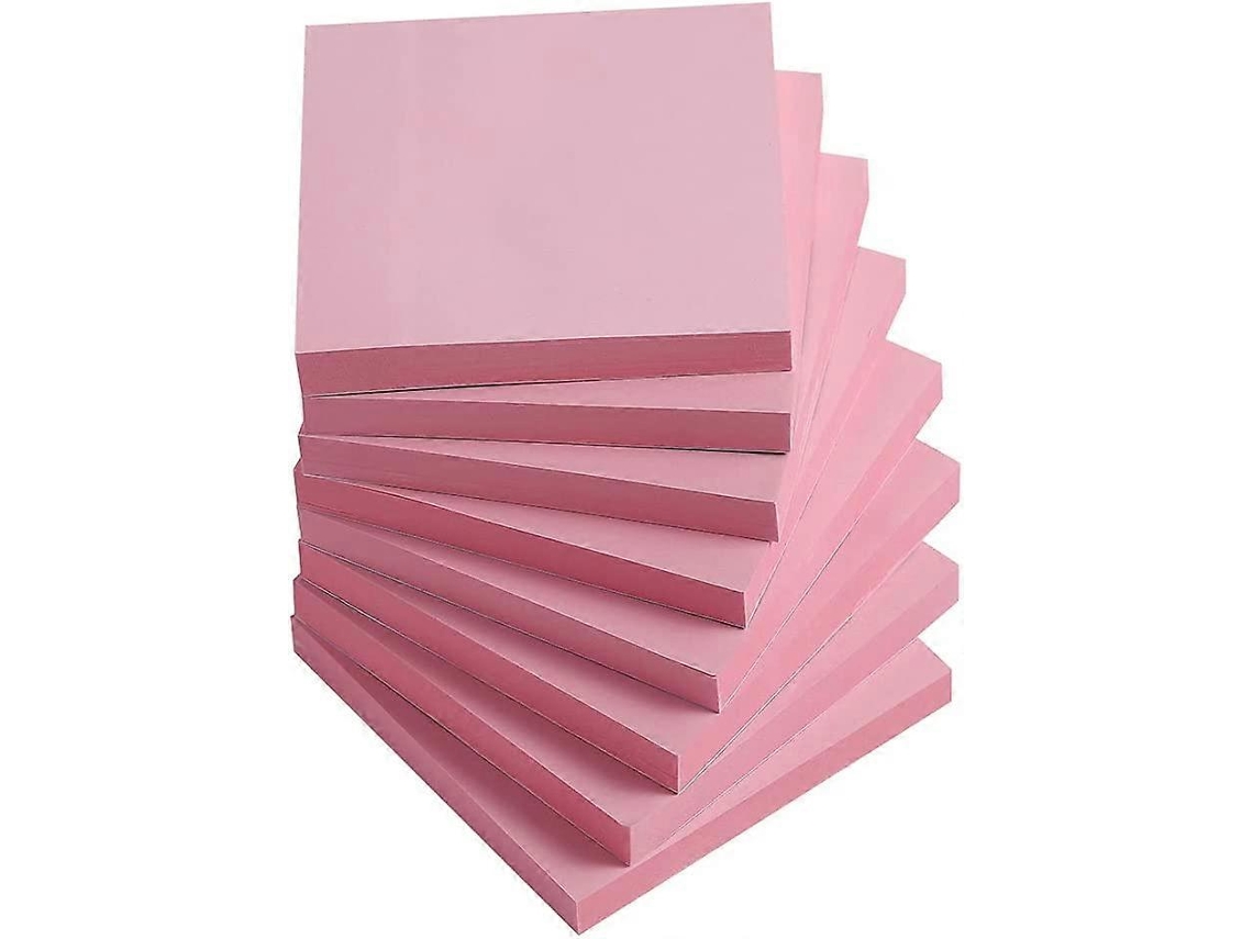 Blocos De Notas Adesivas 7,6 X 7,6 Cm, Rosa Claro, Fáceis De Colar Para Casa, Escritório, Caderno, 8 Blocos/pacote Aquaforge