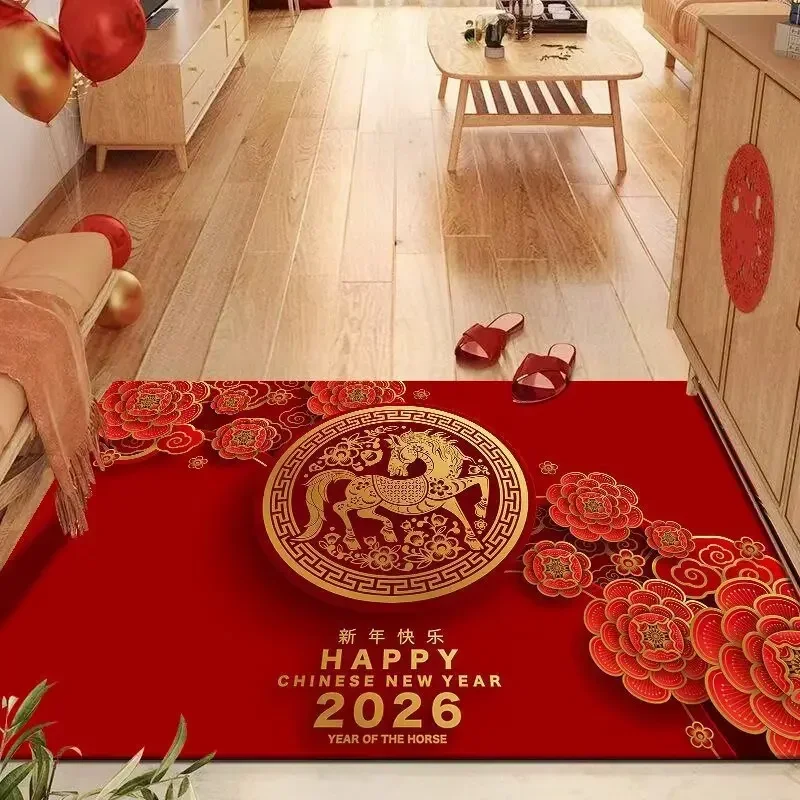 Tapete De Entrada Com Tema Auspicioso Do Ano Novo Lunar (estilo 3, 50x80cm), Antiderrapante E Durável.