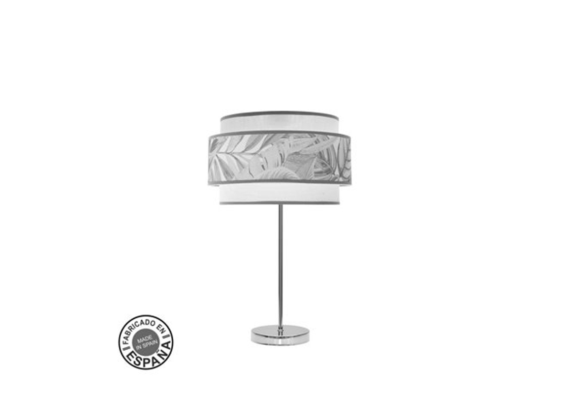 Alto Camerun Lâmpada De Mesa 1xe27 Cromo/branco/cinza 60x30x30 Cm Fabrilamp