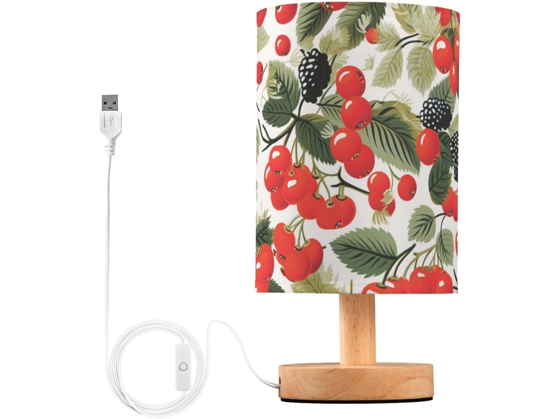 Abajur De Mesa Para Quarto, Sala De Estar, Luminárias De Cabeceira Em Cerejeira E Amoreira Com Portas Carregamento Usb