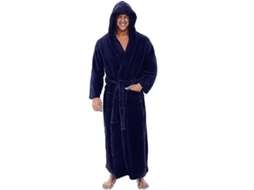 Bata de Banho para Homem, Terry Fleece Plush Longa com Capuz 4xl Azul Marinho S MARCA