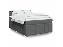 Vidaxl Cama Com Molas/colchão 160x200 Cm Tecido Cinzento-escuro