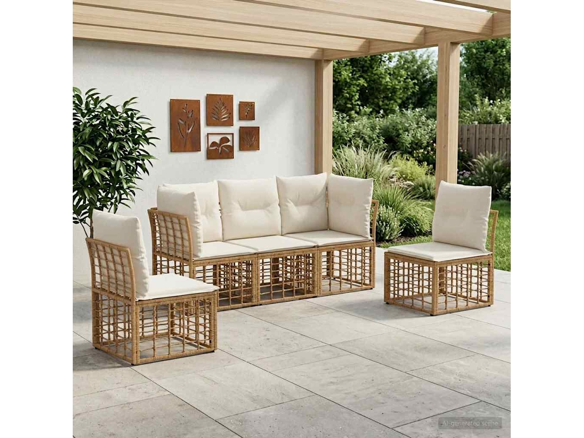 Vidaxl Conjunto De Sofás Para Exterior Natural Poliéster