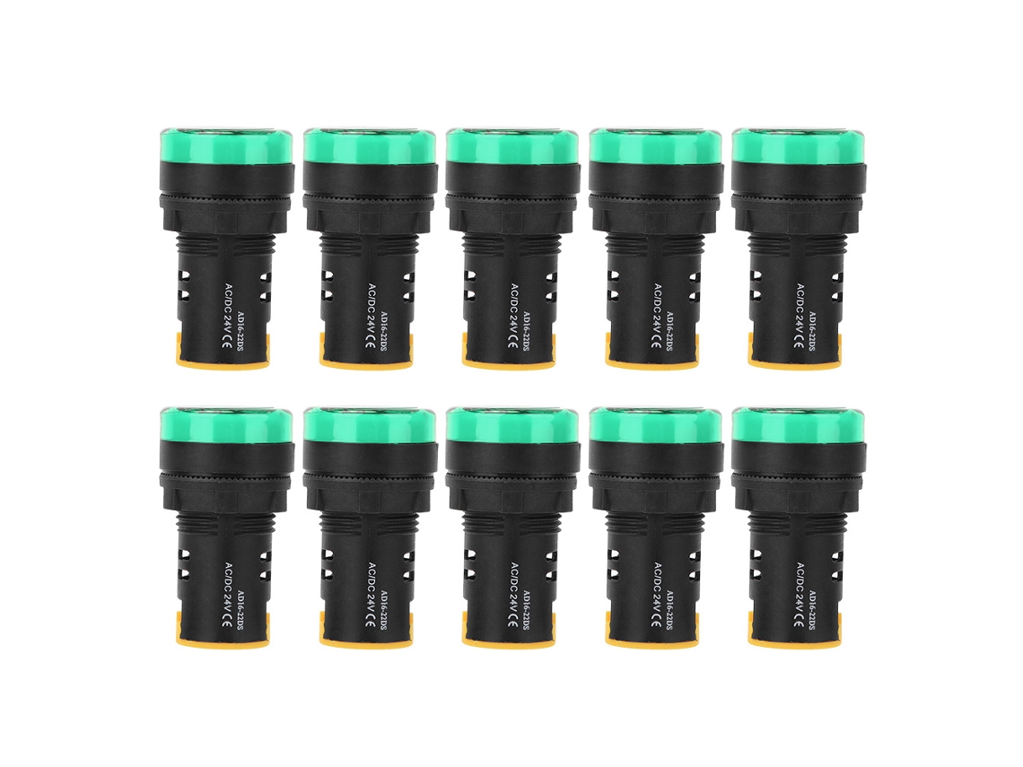 Luz Indicadora Led Berm 10pcs Φ22mm 24v Ad16-22d S Verde Semiconductor Econômica