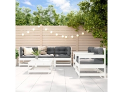 Conjunto Lounge 6 pçs Jardim C/ Almofadas Madeira Maciça Branco Dkd Home Decor