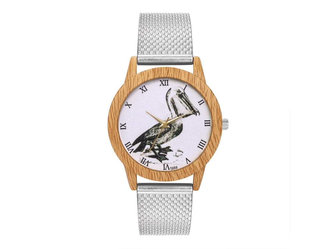Reloj De Cuarzo Con Correa De Silicona Dial Redondo Numerales Romanos Unisex Plata