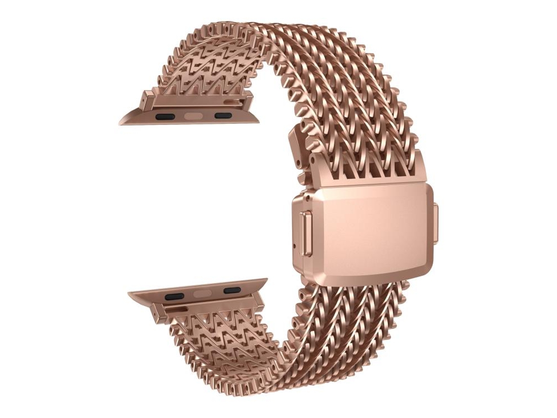 Bracelete para Apple Watch 42/41/40/38mm Aço Inoxidável Magnético com Malha Ouro Rosa XIAOMOYU