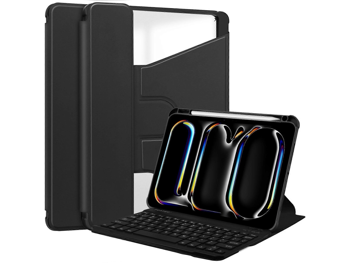 Capa de couro inteligente giratória transparente Webake para tablet com teclado