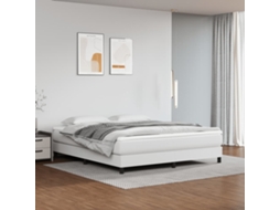 Cama Com Molas/colchão 160x200 Cm Couro Artificial Branco