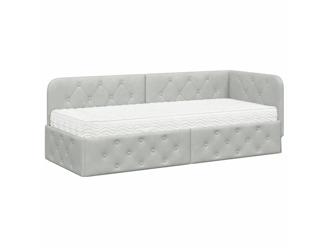 Conjunto de 2 Estruturas de Cama de Canto Cinzento Claro com Veludo MAISON EXCLUSIVE 80x200 cm