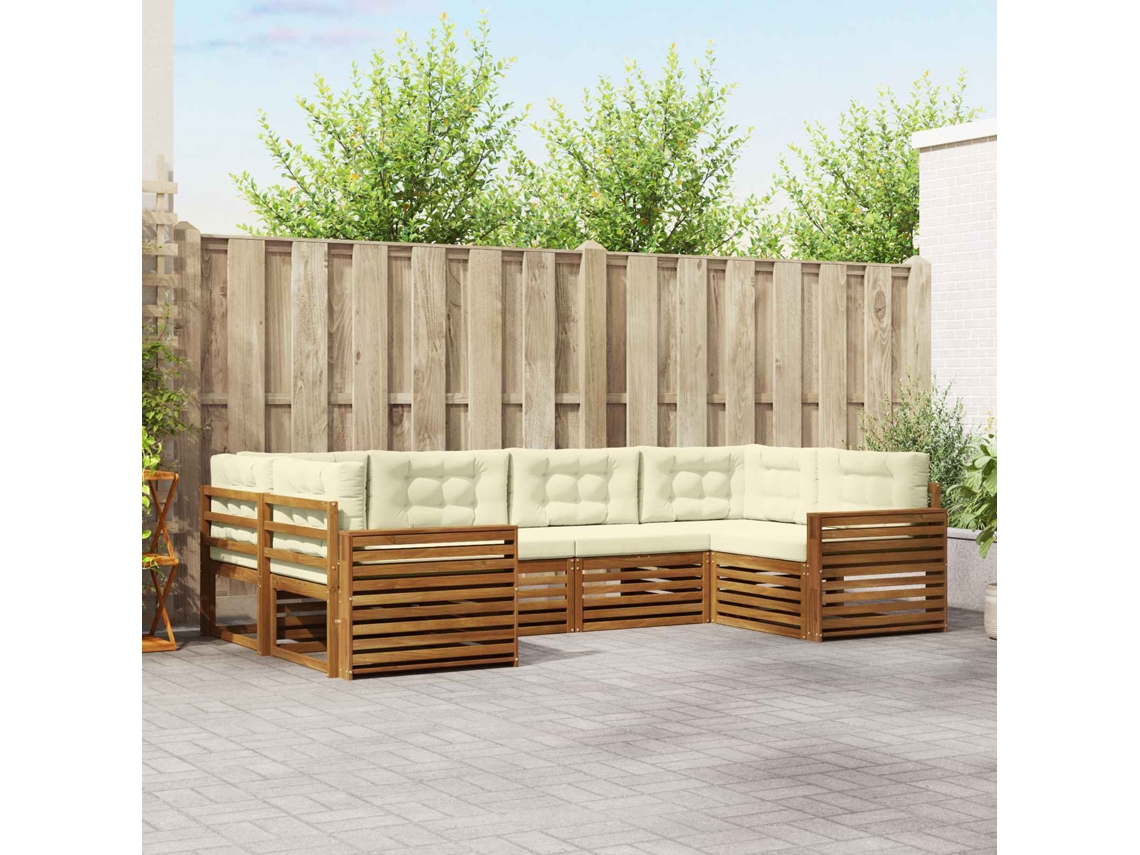 Vidaxl Conjunto De Sofás Para Exterior 6 Unid. Natural E Creme