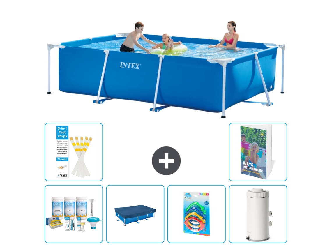 Intex Piscina Com Estrutura Retangular - 300x200x75 Cm - 7-peças S26