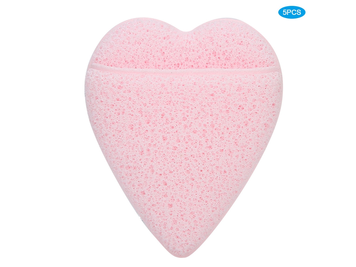 Toallitas Esponja Limpiadoras E Exfoliantes Para Rosto Em Forma De Coração, 5 Peças, Higiene Facial E Desmaquilhagem