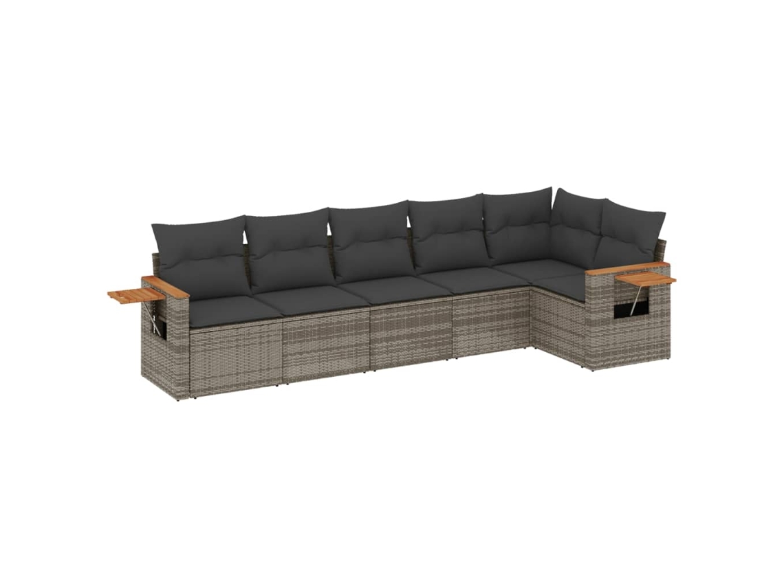Conjunto de 6 Sofás de Jardim com Almofadões Vime Cinzento MAISON EXCLUSIVE (80x200 cm)
