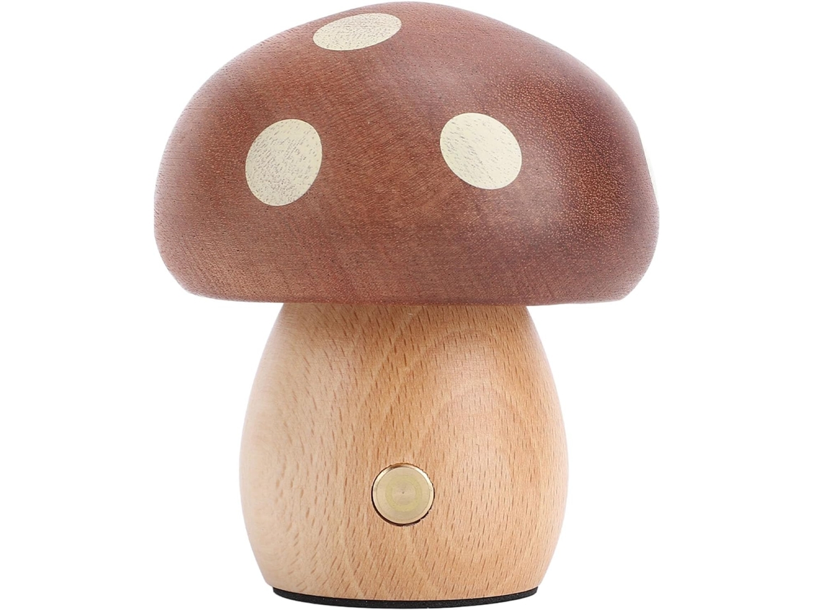 Luminária Noturna Em Formato De Cogumelo, Material Exclusivo Madeira,