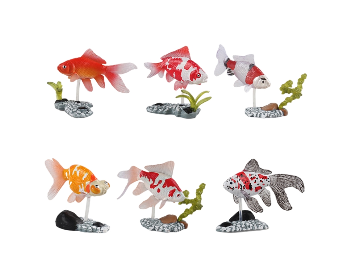 Ats 6 Peças de Figuras de Peixes Dourados Artificiais com Base Brinquedos de Plástico Realistas para Crianças